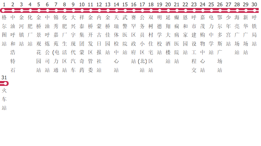 呼和浩特K2路公交线路