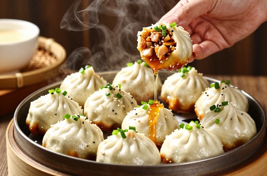 鸡肉生煎馒头