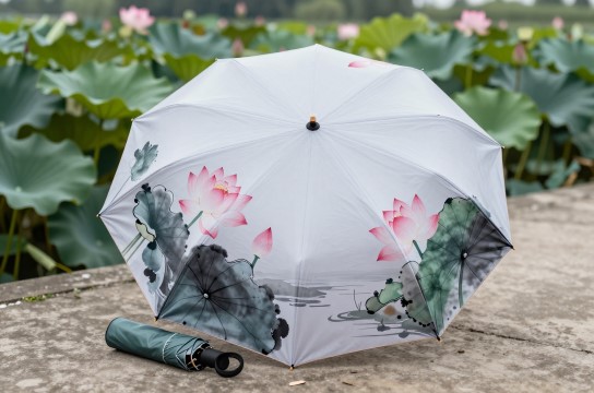 水墨荷塘遮阳伞是哪里的特产?_江苏工艺伞具介绍-展庭百科汇
