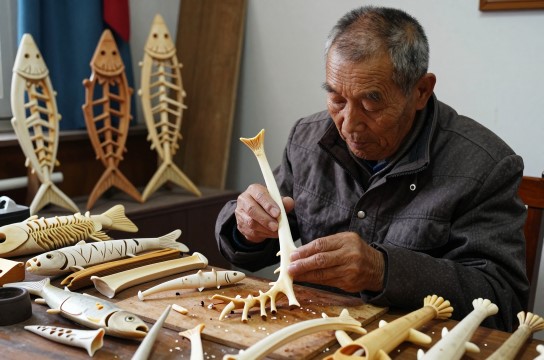 赫哲族鱼骨工艺品-展庭百科汇