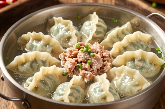 鸡汤煮鱼饺